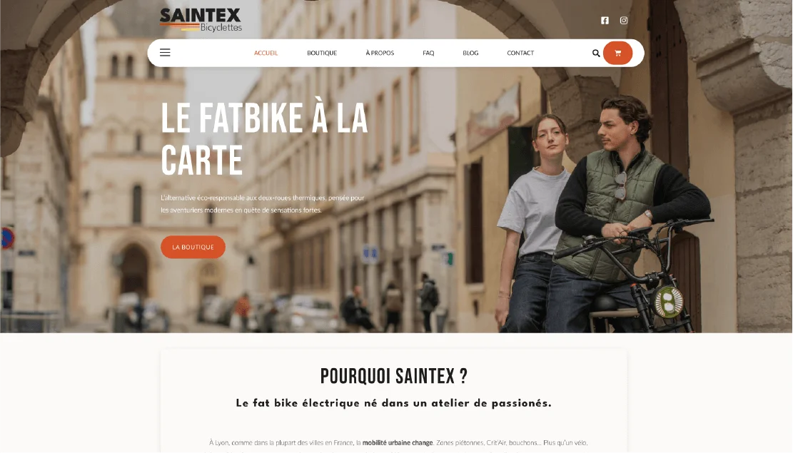 Création site e-commerce Saintex Bicyclettes par Kourb Studio Lyon