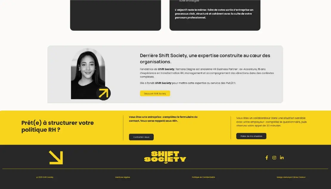Footer technique et stratégie de conversion pour cabinet de conseil